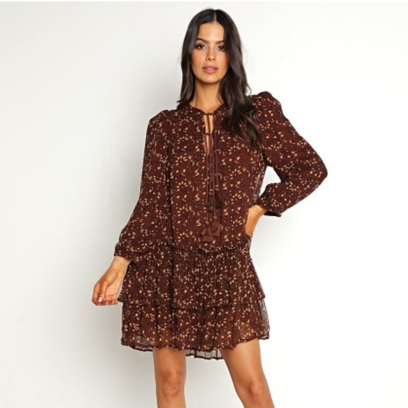 Cleobella Jaslynn Zadia Block Brown Short Mini Dress Tunic Size S Small - Picture 2 of 12